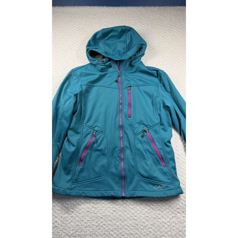 Cabelas XPG Womens L Softshell Jacket Windstopper Full Zip Blue